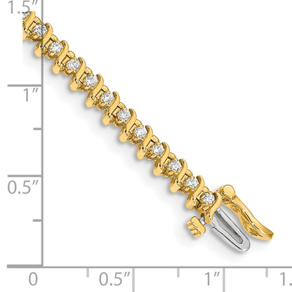 14K Yellow Gold Complete 7/8 Carat Round Vs Diamond 2 Prong S Link 7 Inch Tennis Bracelet