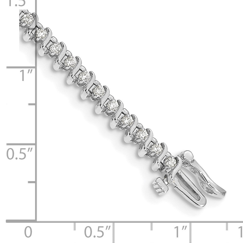 14K White Gold Complete 7/8 Carat Round Aa Diamond 2 Prong S Link 7 Inch Tennis Bracelet