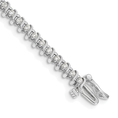 14K White Gold Complete 7/8 Carat Round Vs Diamond 2 Prong S Link 7 Inch Tennis Bracelet