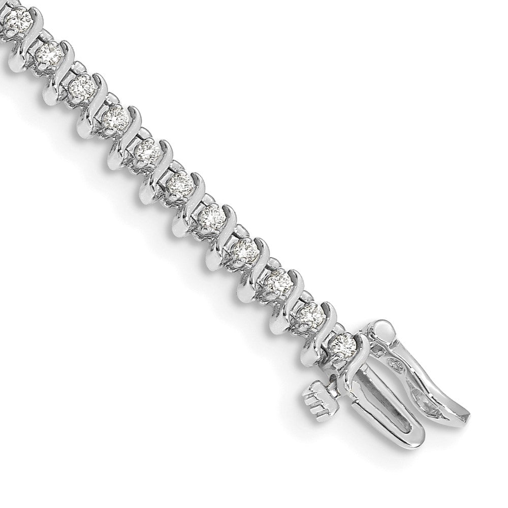 14K White Gold Complete 7/8 Carat Round Aa Diamond 2 Prong S Link 7 Inch Tennis Bracelet
