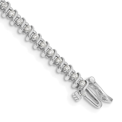 14K White Gold Complete 7/8 Carat Round Aaa Diamond 2 Prong S Link 7 Inch Tennis Bracelet