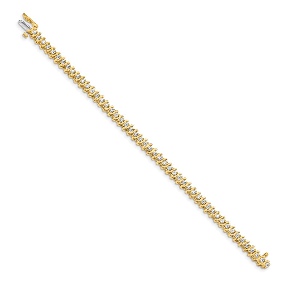 14K Yellow Gold Complete 2 Carat Round A Diamond Prong S Link 7 Inch Tennis Bracelet