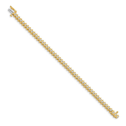 14K Yellow Gold Complete 2 Carat Round Aa Diamond Prong S Link 7 Inch Tennis Bracelet