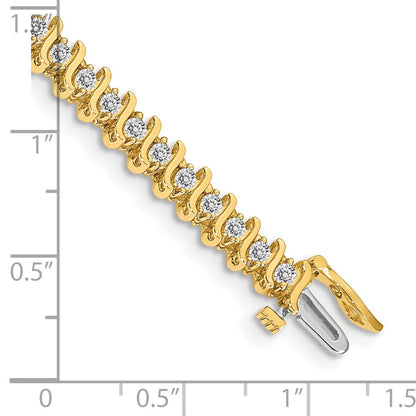 14K Yellow Gold Complete 2 Carat Round Vs Diamond Prong S Link 7 Inch Tennis Bracelet