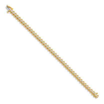 14k Yellow Gold 3 Ct. Lab Grown Diamond VS/SI+ G+ Round Tennis Bracelet