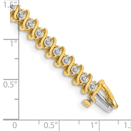 14K Yellow Gold Complete 3.08 Carat Round Vs Diamond 2 Prong S Link 7 Inch Tennis Bracelet