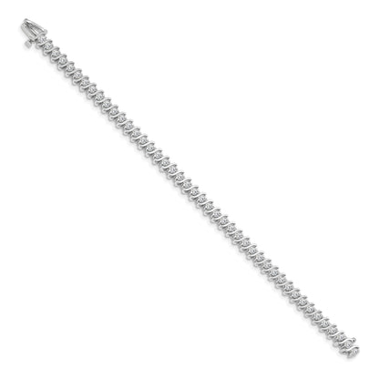 14K White Gold Complete 3.08 Carat Round A Diamond 2 Prong S Link 7 Inch Tennis Bracelet