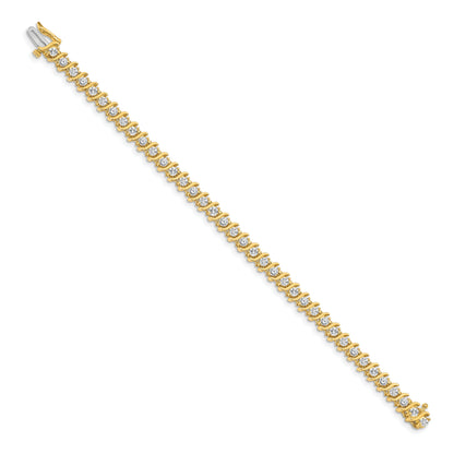 14K Yellow Gold Complete 3.9 Carat Round Aa Diamond 2 Prong S Link 7 Inch Tennis Bracelet