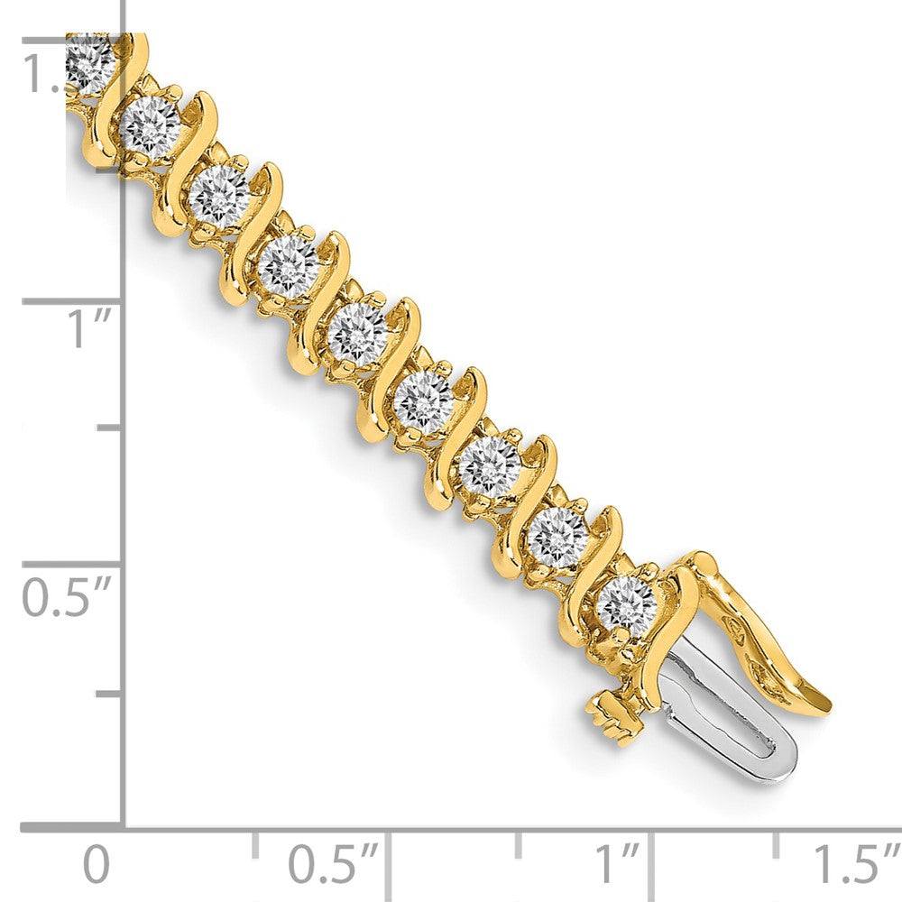 14K Yellow Gold Complete 3.9 Carat Round Vs Diamond 2 Prong S Link 7 Inch Tennis Bracelet