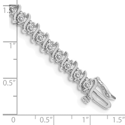 14K White Gold Complete 3.9 Carat Round A Diamond 2 Prong S Link 7 Inch Tennis Bracelet