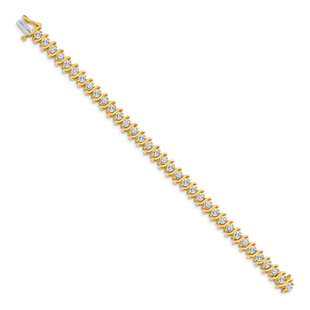 14K Yellow Gold Complete 5.95 Carat Round A Diamond 2 Prong S Link 7 Inch Tennis Bracelet