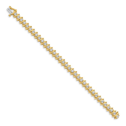 14K Yellow Gold Complete 5.95 Carat Round A Diamond 2 Prong S Link 7 Inch Tennis Bracelet