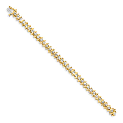 14K Yellow Gold Complete 5.95 Carat Round Aa Diamond 2 Prong S Link 7 Inch Tennis Bracelet