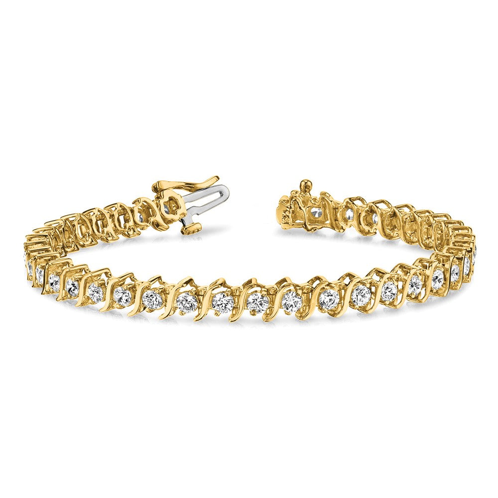 14K Yellow Gold Complete 5.95 Carat Round A Diamond 2 Prong S Link 7 Inch Tennis Bracelet