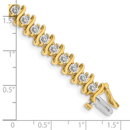 14K Yellow Gold Complete 5.95 Carat Round A Diamond 2 Prong S Link 7 Inch Tennis Bracelet