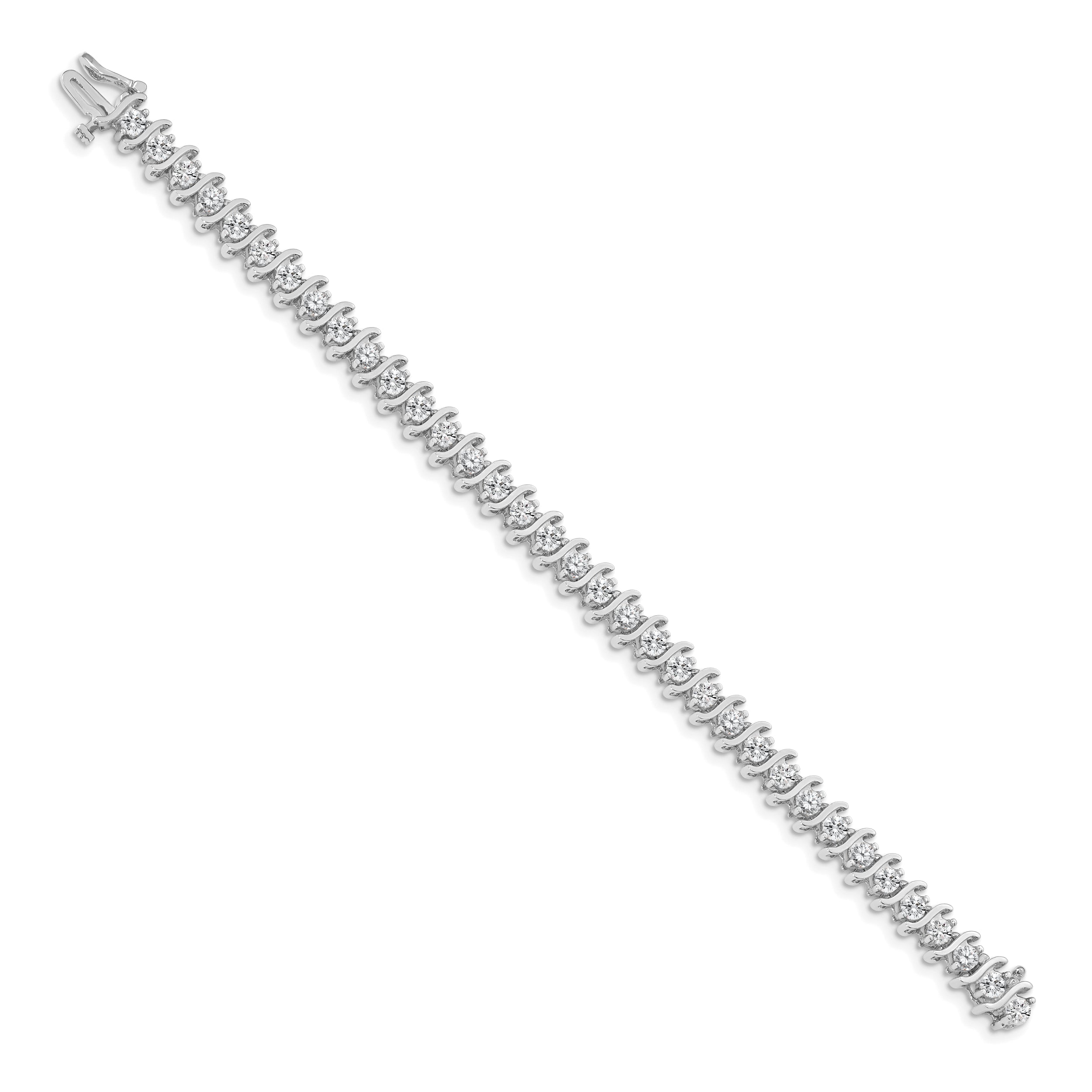 14K White Gold Complete 5.95 Carat Round A Diamond 2 Prong S Link 7 Inch Tennis Bracelet