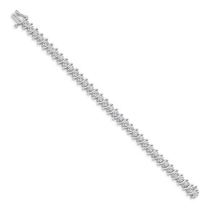 14K White Gold Complete 5.95 Carat Round A Diamond 2 Prong S Link 7 Inch Tennis Bracelet