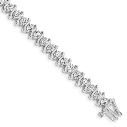 14K White Gold Complete 5.95 Carat Round A Diamond 2 Prong S Link 7 Inch Tennis Bracelet
