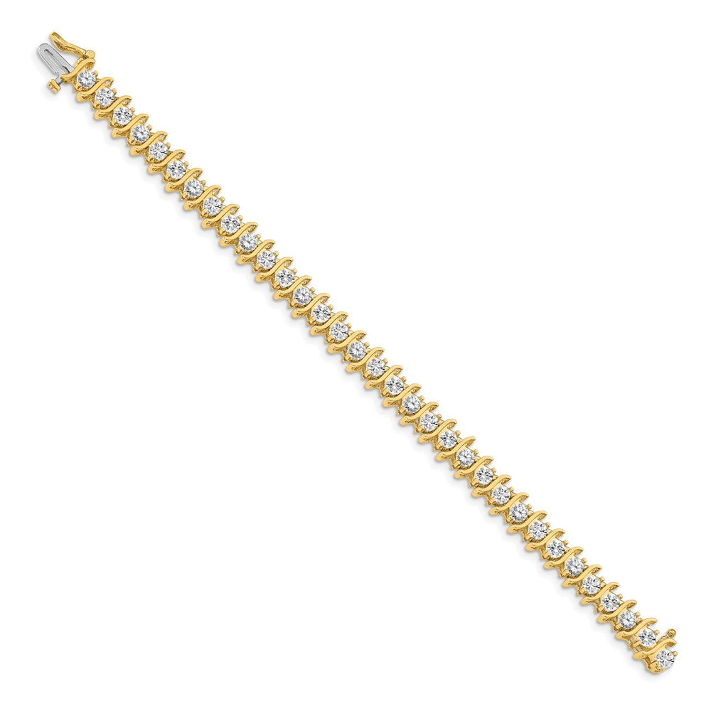 14K Yellow Gold Complete 7.19 Carat Round Vs Diamond 2 Prong S Link 7 Inch Tennis Bracelet