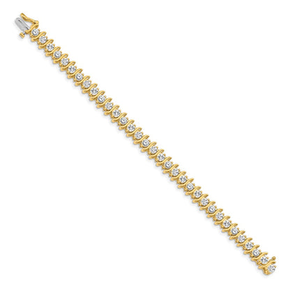 14K Yellow Gold Complete 7.19 Carat Round Vs Diamond 2 Prong S Link 7 Inch Tennis Bracelet