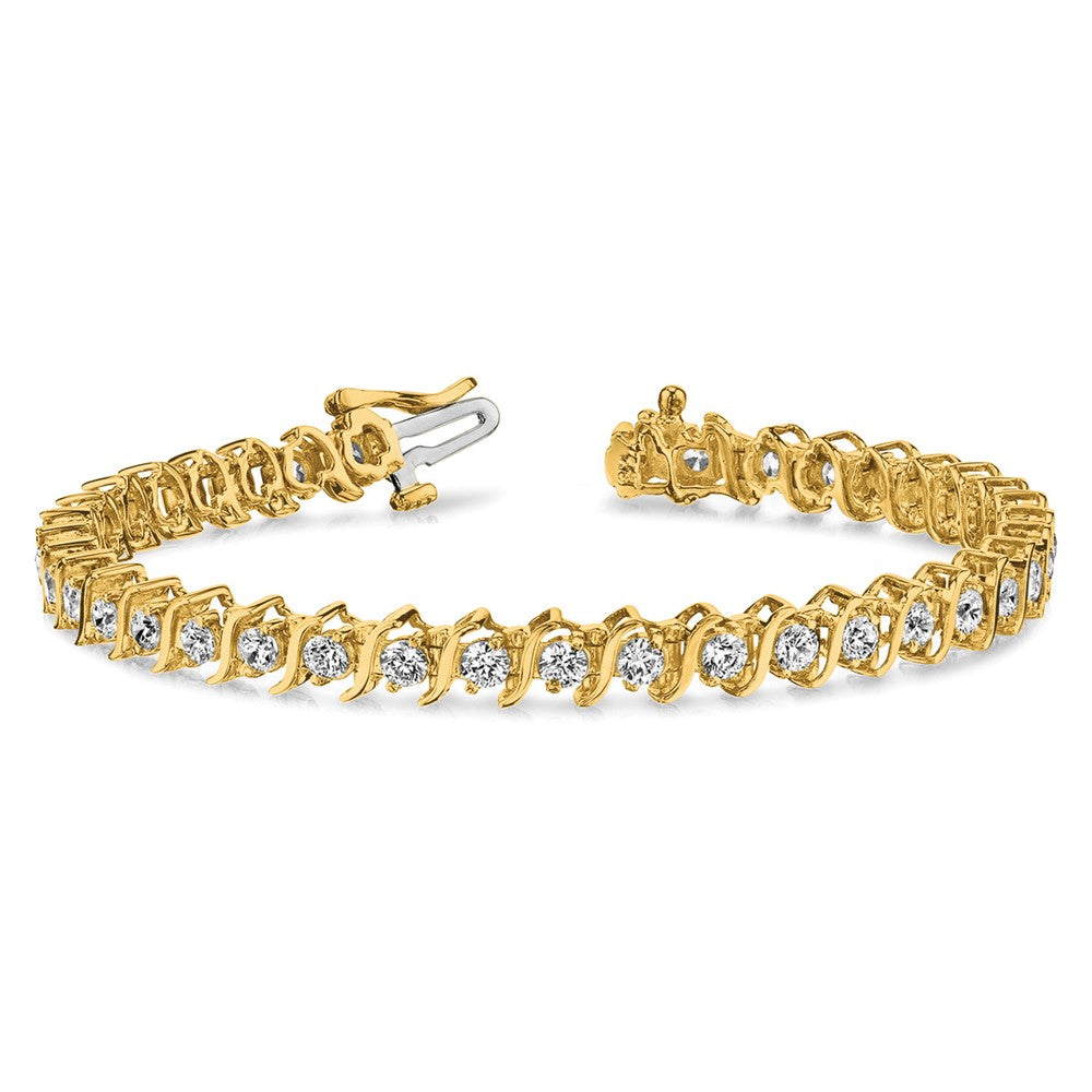 14K Yellow Gold Complete 7.19 Carat Round Vs Diamond 2 Prong S Link 7 Inch Tennis Bracelet