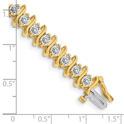 14K Yellow Gold Complete 7.19 Carat Round Vs Diamond 2 Prong S Link 7 Inch Tennis Bracelet