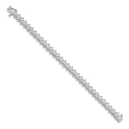14K White Gold Complete 7.19 Carat Round Aa Diamond 2 Prong S Link 7 Inch Tennis Bracelet