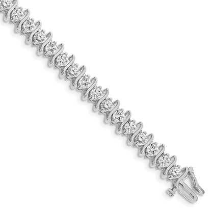 14K White Gold Complete 7.19 Carat Round Aa Diamond 2 Prong S Link 7 Inch Tennis Bracelet