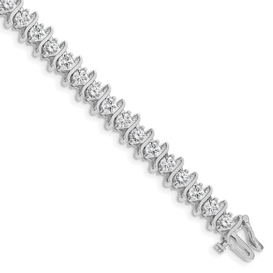 14K White Gold Complete 7.19 Carat Round Aa Diamond 2 Prong S Link 7 Inch Tennis Bracelet