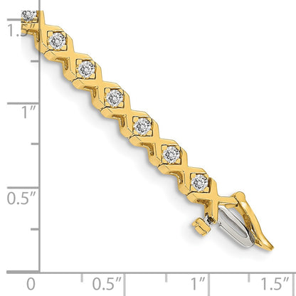 14K Yellow Gold Complete 2 Carat Round Aaa Diamond 4 Prong X Design 7 Inch Tennis Bracelet