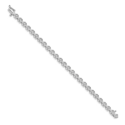 14K White Gold Complete 2.4 Carat Round Aa Diamond 4 Prong X Design 7 Inch Tennis Bracelet