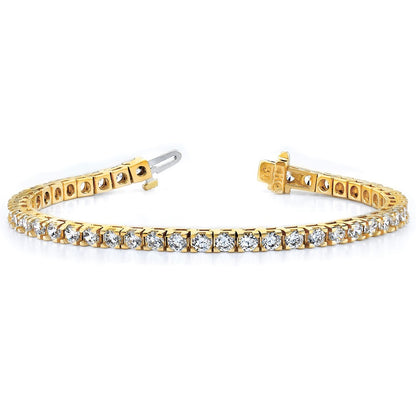 14K Yellow Gold Complete 1.25 Carat Round Vs Diamond 4 Prong 7 Inch Tennis Bracelet