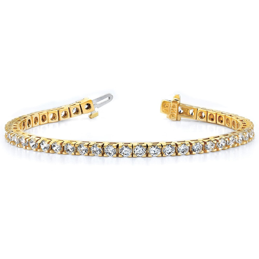14K Yellow Gold Complete 1.25 Carat Round Aa Diamond 4 Prong 7 Inch Tennis Bracelet