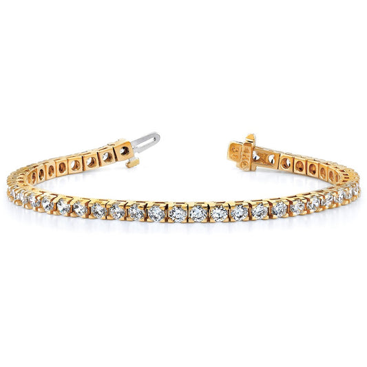 14K Yellow Gold Complete 1.25 Carat Round Aa Diamond 4 Prong 7 Inch Tennis Bracelet