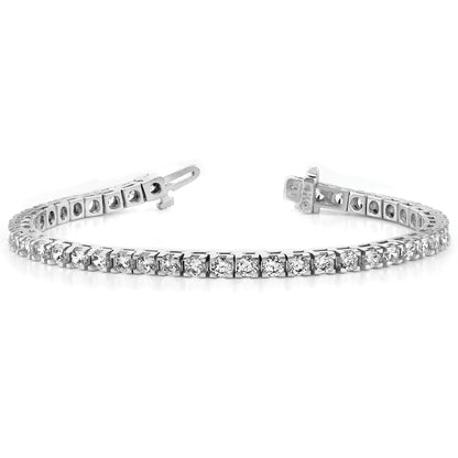 14K White Gold Complete 17 Carat Round Aaa Diamond 4 Prong 7 Inch Tennis Bracelet