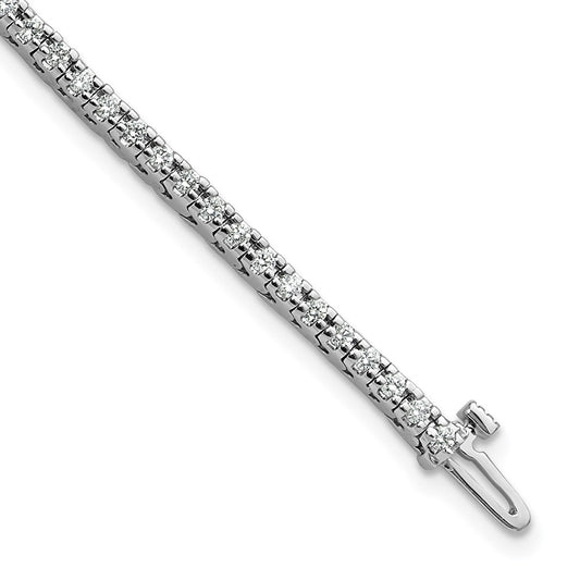 14K White Gold Complete 1.25 Carat Round Vs Diamond 4 Prong 7 Inch Tennis Bracelet