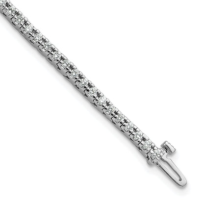 14K White Gold Complete 1.25 Carat Round A Diamond 4 Prong 7 Inch Tennis Bracelet