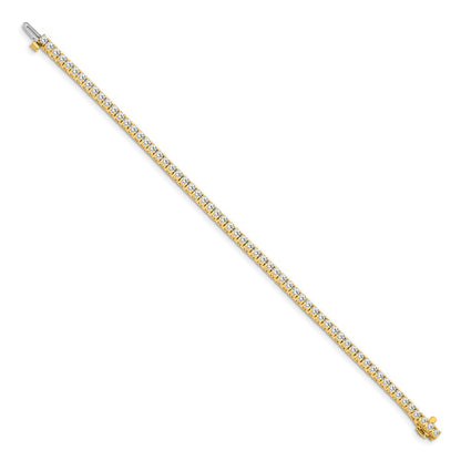 14K Yellow Gold Complete 2.17 Carat Round Vs Diamond 4 Prong 7 Inch Tennis Bracelet