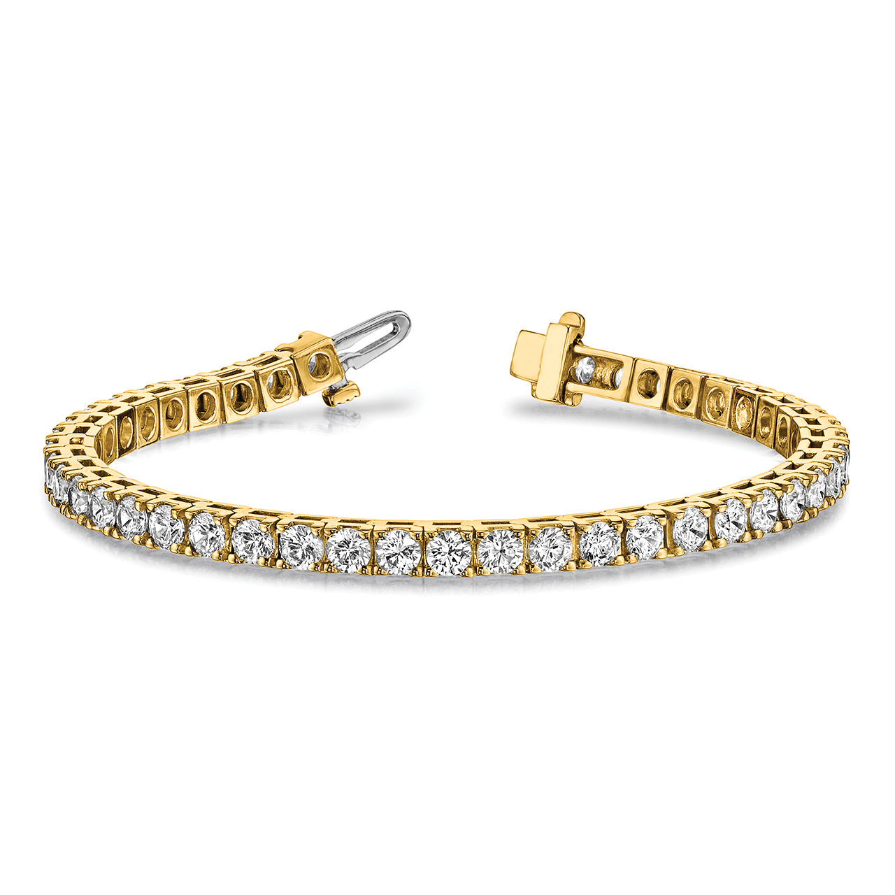 14k Yellow Gold 2 1/6 Ct. Lab Grown Diamond VS/SI+ G+ Round Tennis Bracelet