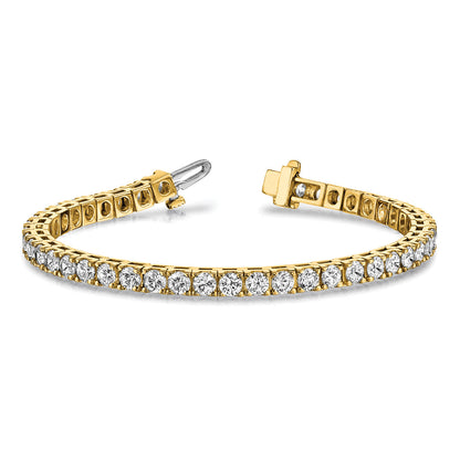 14K Yellow Gold Complete 2.17 Carat Round Vs Diamond 4 Prong 7 Inch Tennis Bracelet