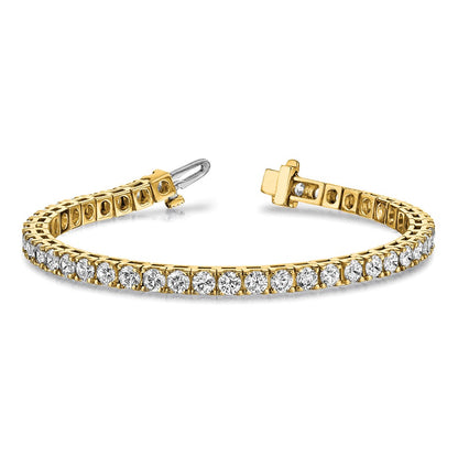 14K Yellow Gold Complete 2.17 Carat Round Aa Diamond 4 Prong 7 Inch Tennis Bracelet