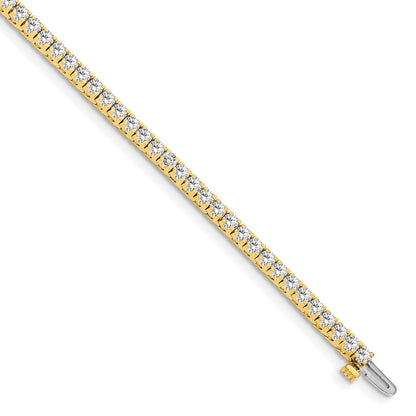 14K Yellow Gold Complete 2.17 Carat Round Aaa Diamond 4 Prong 7 Inch Tennis Bracelet