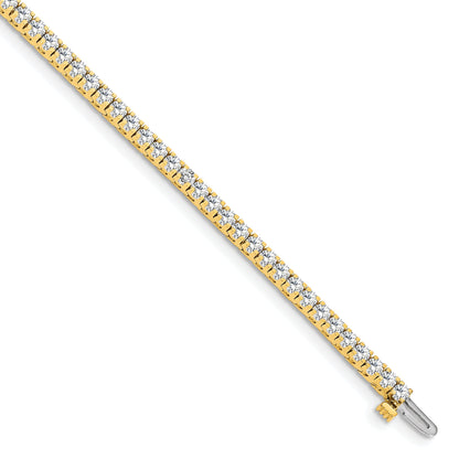14K Yellow Gold Complete 2.17 Carat Round Vs Diamond 4 Prong 7 Inch Tennis Bracelet