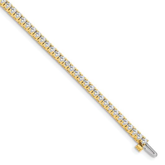14K Yellow Gold Complete 2.17 Carat Round Vs Diamond 4 Prong 7 Inch Tennis Bracelet