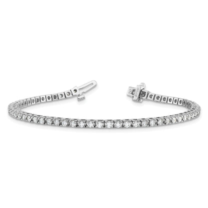 14K White Gold Complete 2.17 Carat Round Vs Diamond 4 Prong 7 Inch Tennis Bracelet