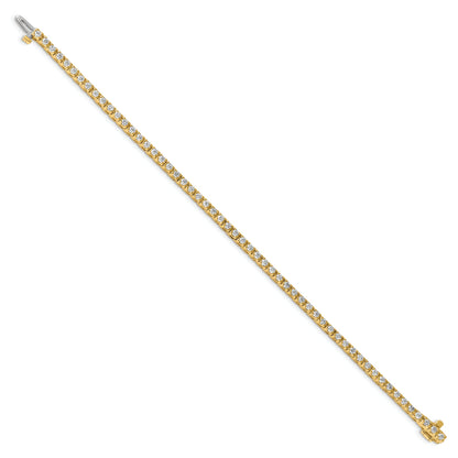 14K Yellow Gold Complete 2.18 Carat Round Aaa Diamond 4 Prong 7 Inch Tennis Bracelet