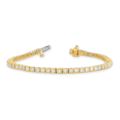 14K Yellow Gold Complete 2.18 Carat Round Aa Diamond 4 Prong 7 Inch Tennis Bracelet