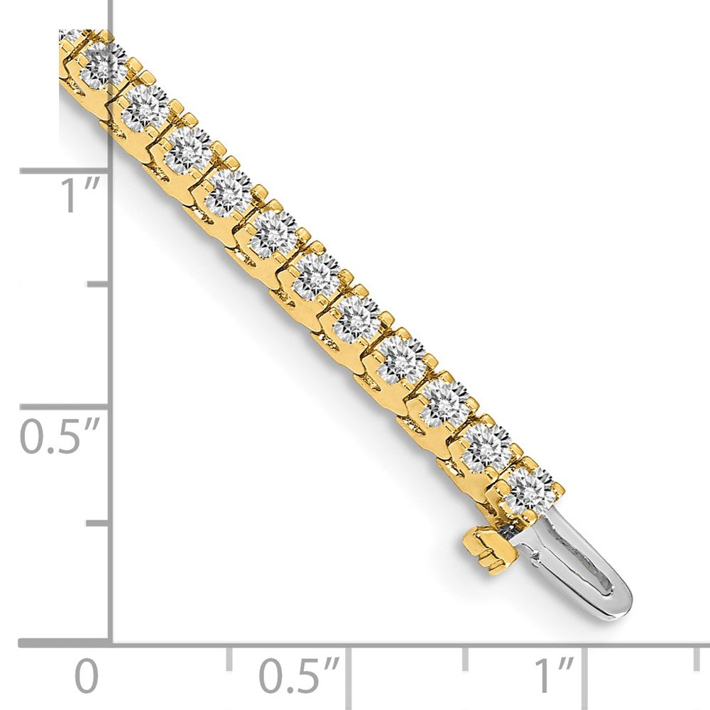 14K Yellow Gold Complete 2.18 Carat Round Aa Diamond 4 Prong 7 Inch Tennis Bracelet