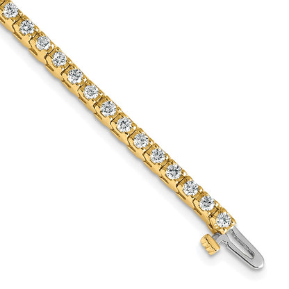 14K Yellow Gold Complete 2.18 Carat Round A Diamond 4 Prong 7 Inch Tennis Bracelet