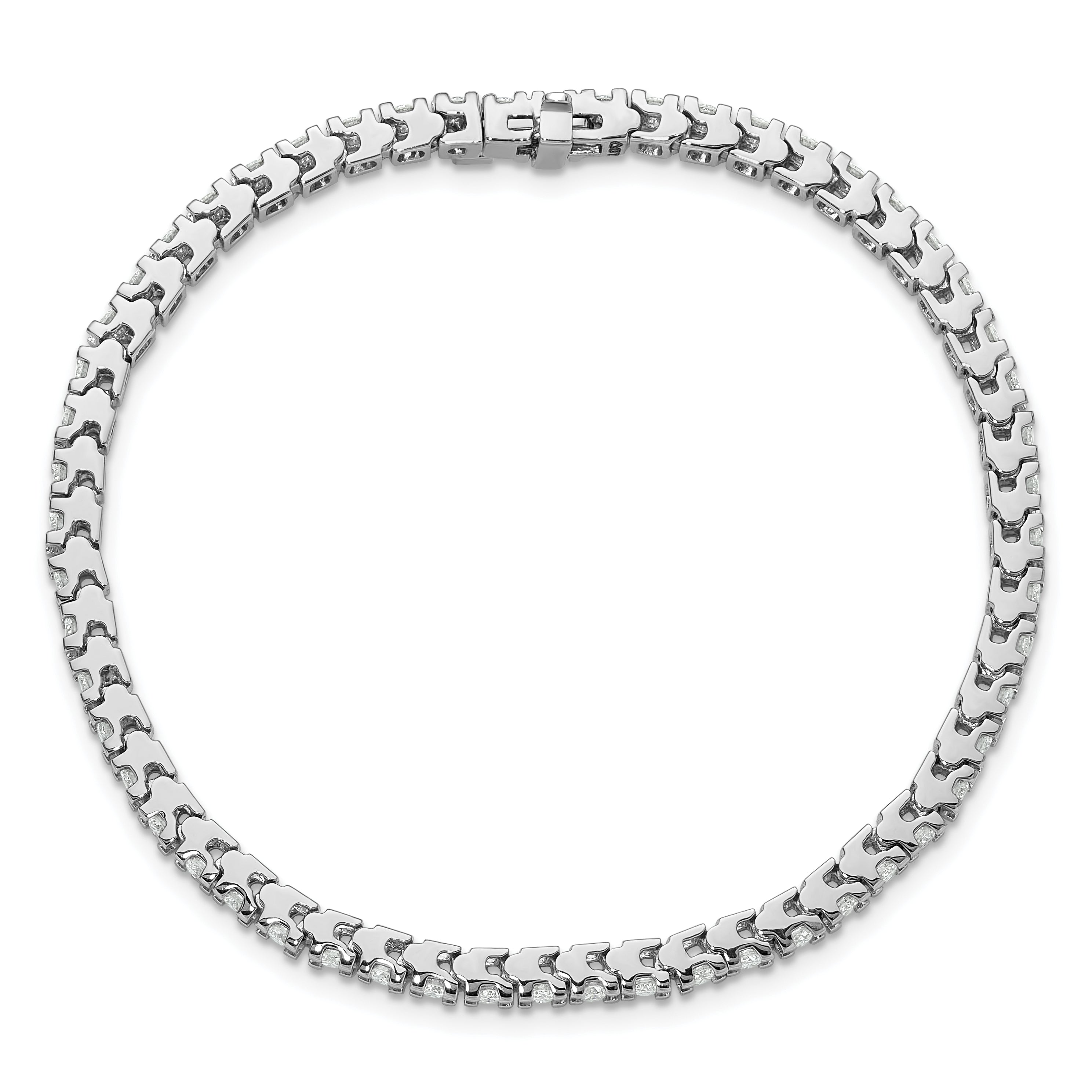 14K White Gold Complete 2.18 Carat Round A Diamond 4 Prong 7 Inch Tennis Bracelet